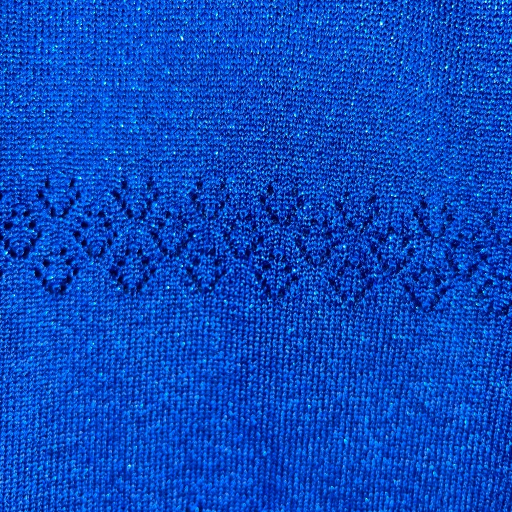 Alfred Dunner Cobalt Blue Twinset Built in Cami one Button Sweater Size Womens M - Picture 10 of 11